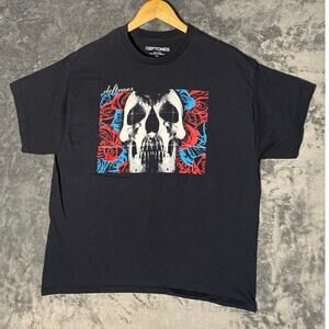 Band x Official Deftones Band Tee Skull Rose Graphic Black Shirt Mens XL 2023